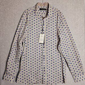 Coogi Luxe Mens 2XL Patterned Button Up Long Sleeve Dress Shirt Office Business